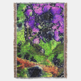 Manta Flor de lino y hojas envejecidas en mosaico esculp