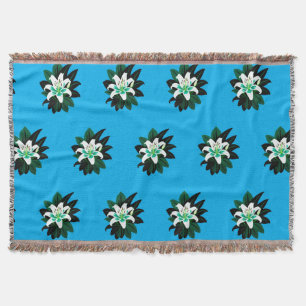 Manta Flor de lirio blanca con hojas verde oscuro