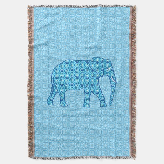 Manta flor de loto elefante - turquesa (Frente vertical)