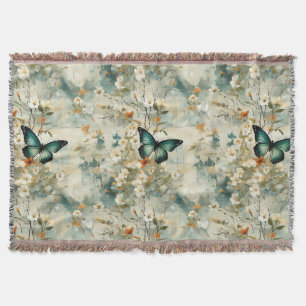 Manta Flor de Mariposa Teal de Terracota de Salvia Pinta