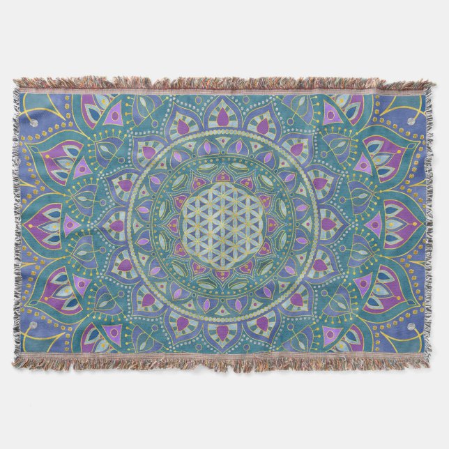 Manta Flor De Vida - Mandala Estilo India 1 (Anverso)