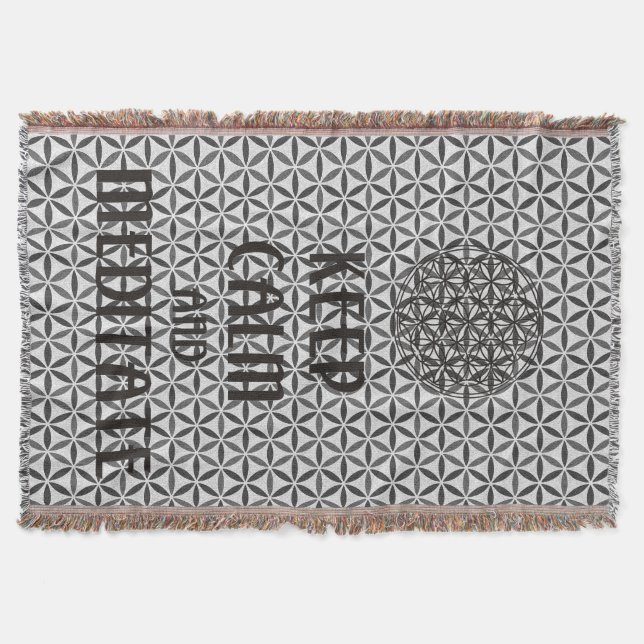 Manta Flor de vida - MANTENER CALMA y MEDITATE (Anverso)