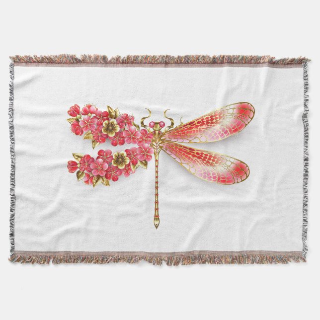 Manta Flor libélula con sakura de joyas (Anverso)