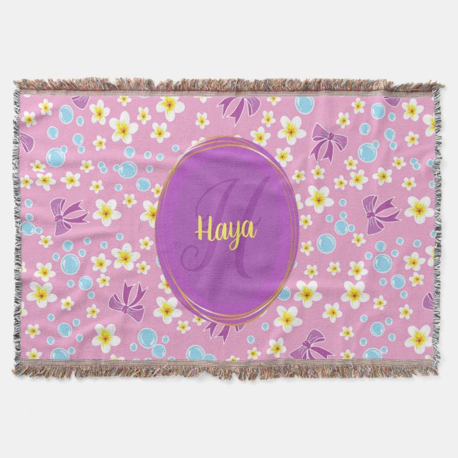 Manta flor personalizada, patrón de arco y burbujas (Anverso)