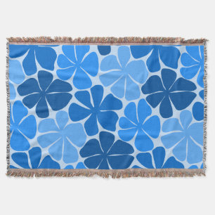 Manta Flor Retro Monocromática Azul