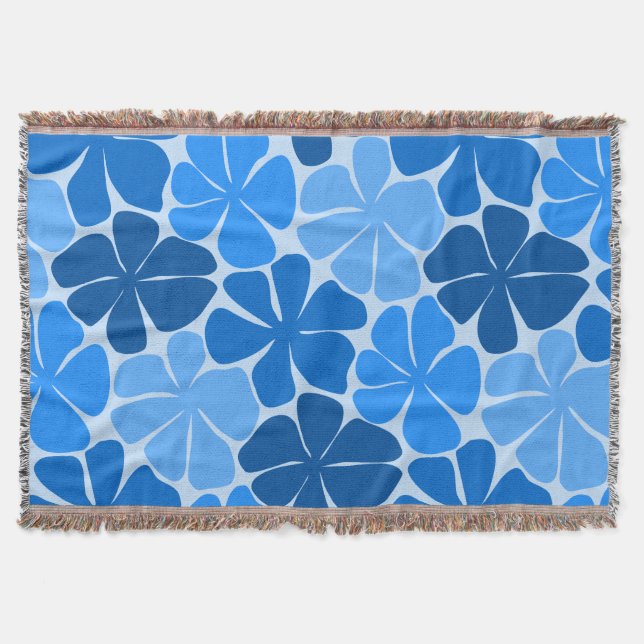 Manta Flor Retro Monocromática Azul (Anverso)