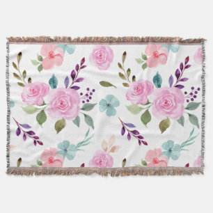 Manta Flor rosa acuarela transparente