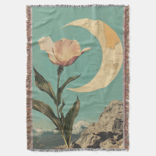 Manta Flor rosa y luna creciente