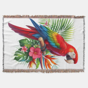 Manta Flor tropical de macao rojo