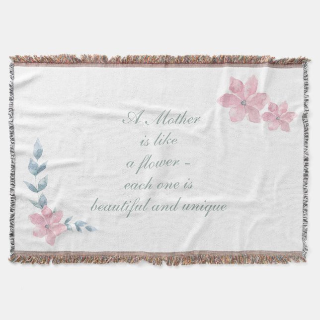 Manta Floral acuarela Hermosa cita madre (Anverso)