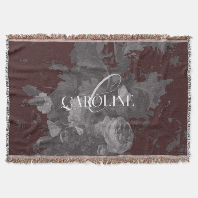 Manta Floral arbolada de Borgoña con vida elegante (Anverso)