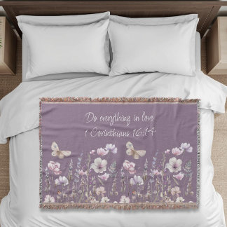 Manta Floral Bible Verse Throw Blanket