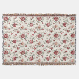 Manta Floral de Crema Roja Pretty Chic