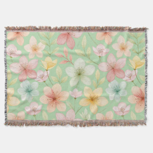 Manta Floral de Menta para Lanzar