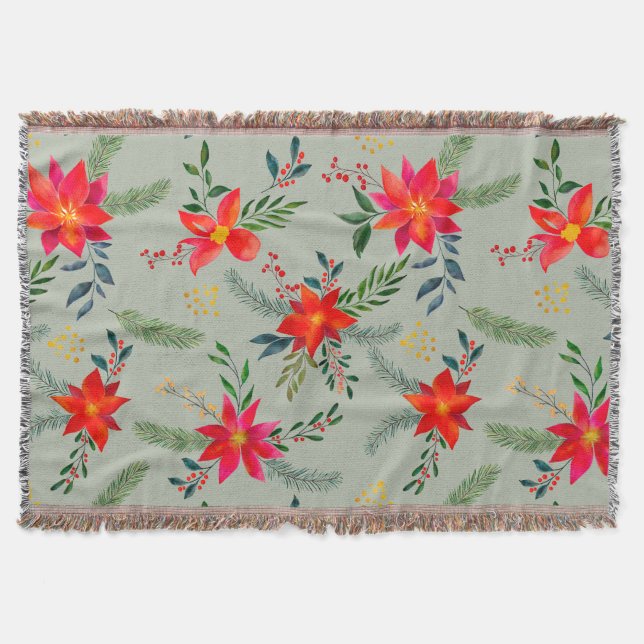 Manta Floral de Navidades de Poinsettia Roja (Anverso)