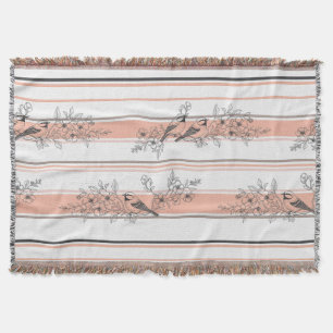 Manta Floral de Pájaro Vintage Toile con Raya (12)