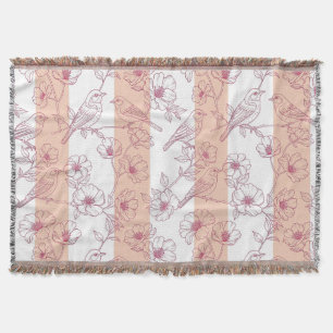 Manta Floral de Pájaro Vintage Toile con Raya (8)