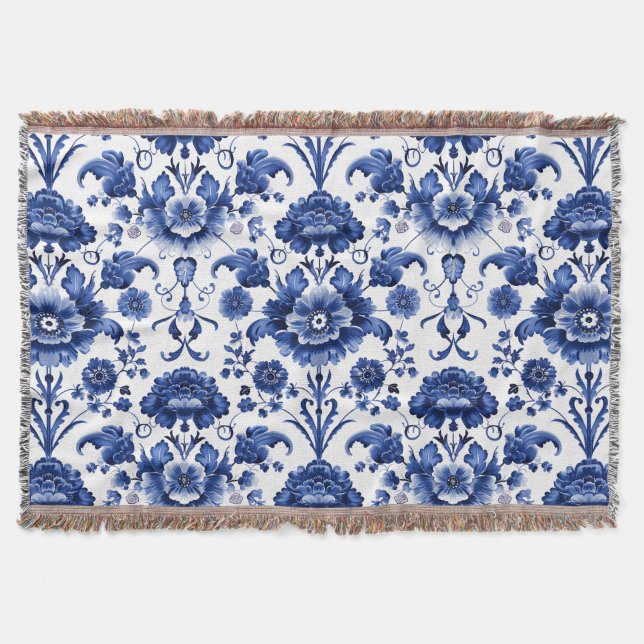 Manta Floral Delft Blue (Anverso)