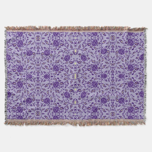 Manta Floral elegante damasco morado (Anverso)