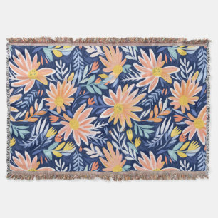 Manta Floral folclórica de color azul turquesa