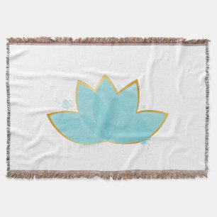 Manta Floral Lotus acuarela Seafoam Blue & Faux Gold