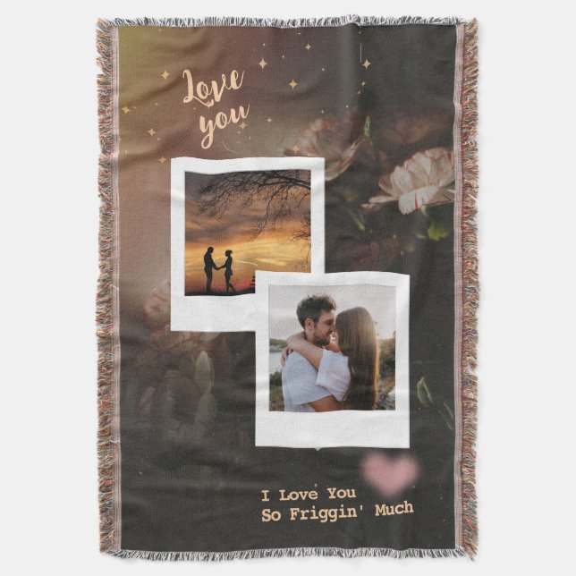 Manta Floral Love Collage with Romantic Quote (Frente vertical)