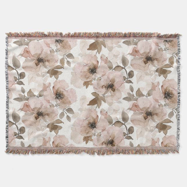 Manta Floral occidental rosa tan floral (Anverso)