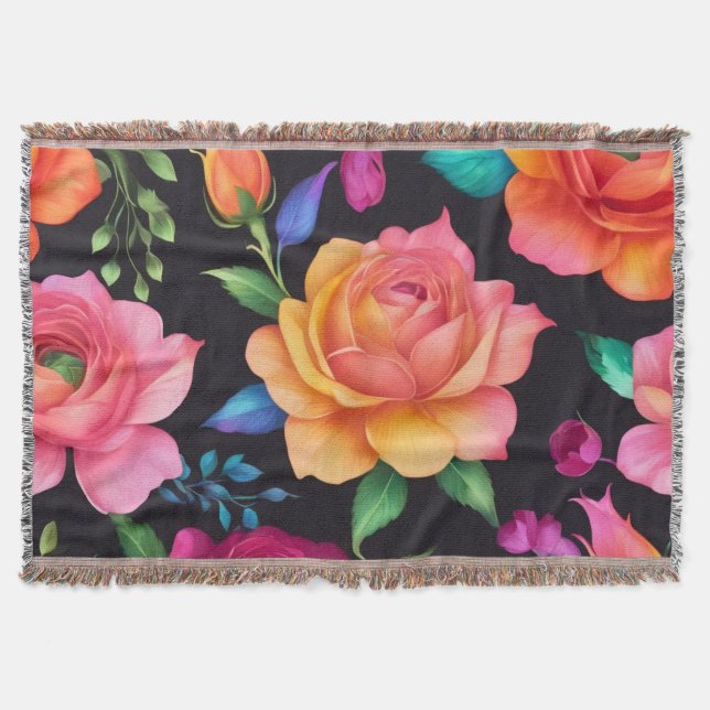 Manta Floral Patern Rosa Throw Blanket (Anverso)