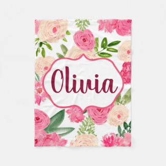 Manta floral personalizada de la acuarela blanca