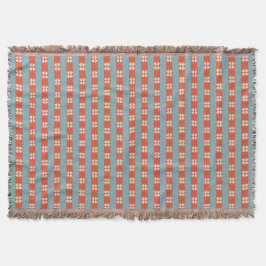 Manta Floral rayada de naranja y azul turquesa