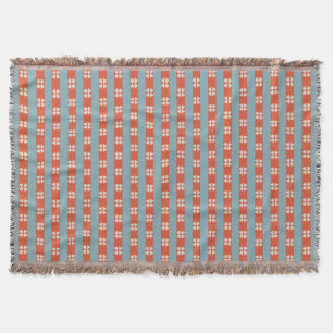 Manta Floral rayada de naranja y azul turquesa