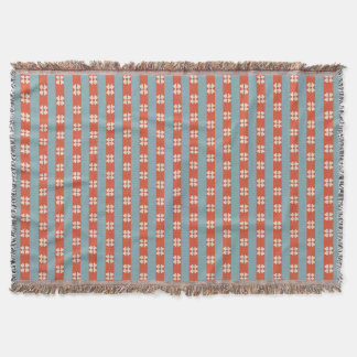 Manta Floral rayada de naranja y azul turquesa 