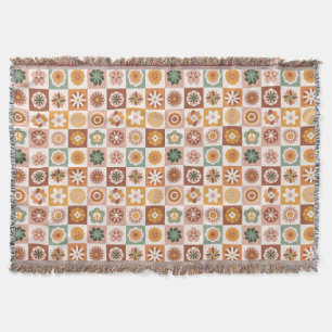 Manta Floral Retro a Cuadros Groovy