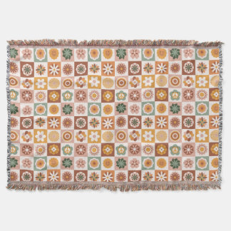 Manta Floral Retro a Cuadros Groovy