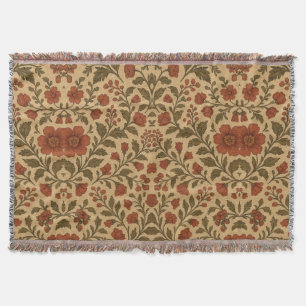 Manta Floral Rojo Verde Vintage 