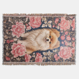 Manta Floral rosa de perro de Pomerania