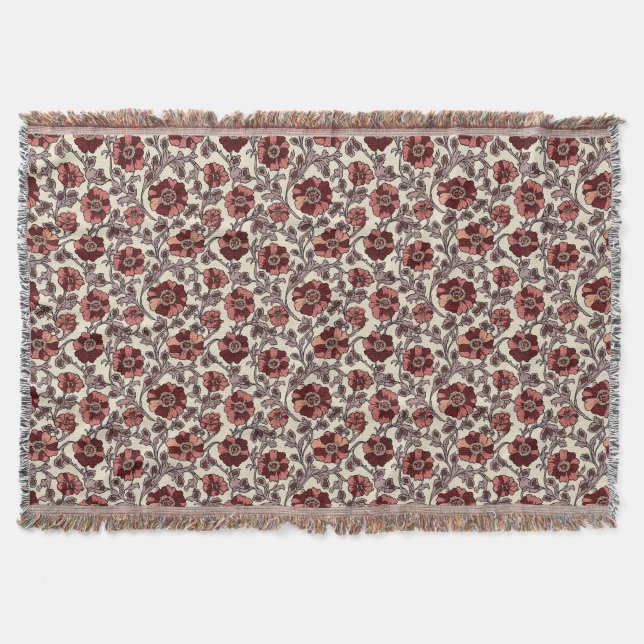 Manta Floral rosa y roja (Anverso)