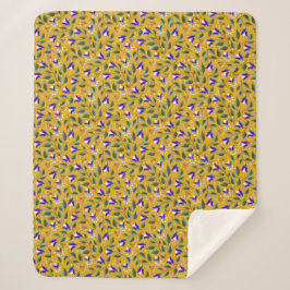Manta Floral Sherpa en Amarillo y Púrpura 