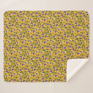 Manta Floral Sherpa en Amarillo y Púrpura