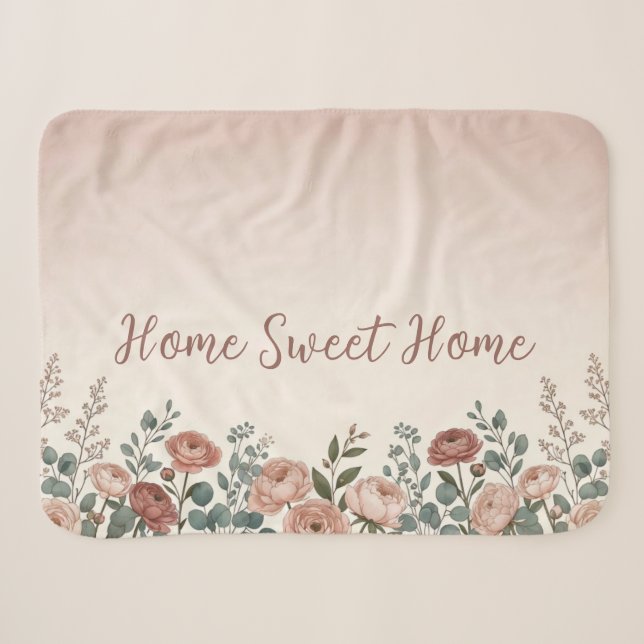 Manta Floral Sherpa Hogar Dulce Hogar (Anverso (horizontal))