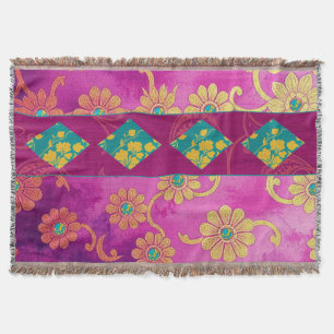 Manta Floral turquesa rosa ORIENTAL - Masa de lanzamient