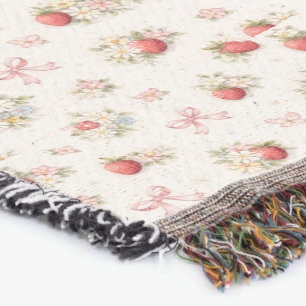 Manta Floral vintage de fresa sin costuras cottagecore