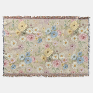 Manta Floral Vintage Rosa Daisy Suave y Acogedora