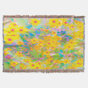 Manta Flores amarillas y rojas bonito con azul turquesa