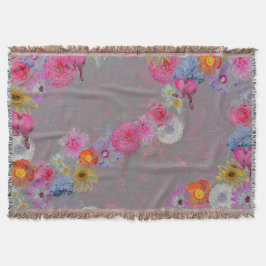 Manta Flores añejas encantadoras en gris