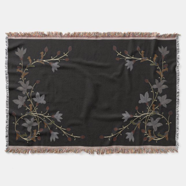 Manta Flores Art Déco sobre negro (Anverso)
