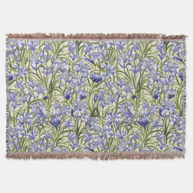 Manta Flores azules de patrón floral (Anverso)