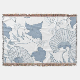 Manta Flores azules japonesas de fondo blanco