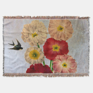 Manta Flores blancas rosadas del vintage elegante
