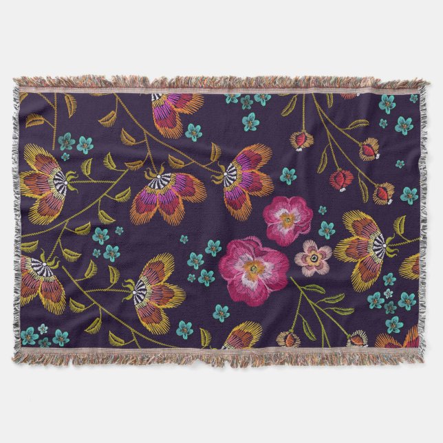 Manta Flores bordadas: patrón sin costuras de moda (Anverso)